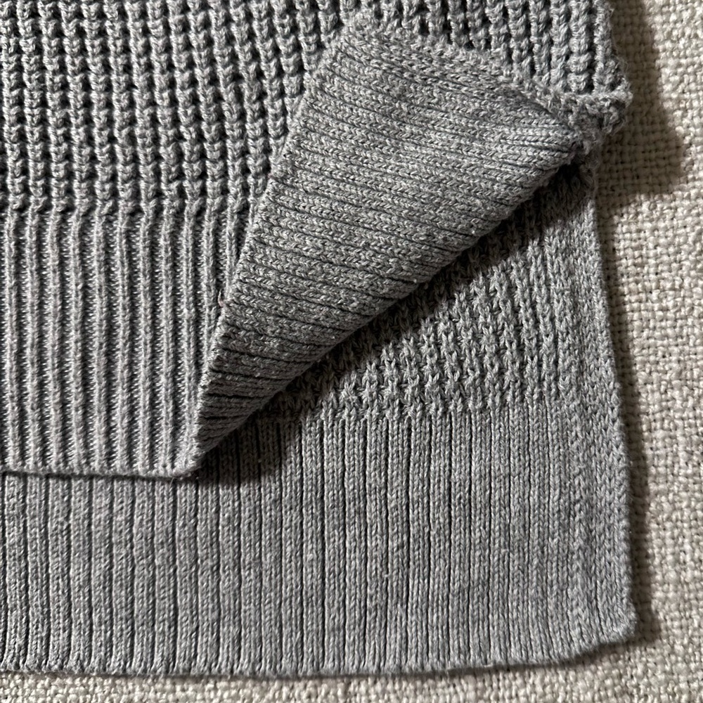 MICHAEL KORS Gray Waffle Knit Mock Neck Sweater Tunic Hi-Lo Long Sleeve Women S - Picture 6 of 14